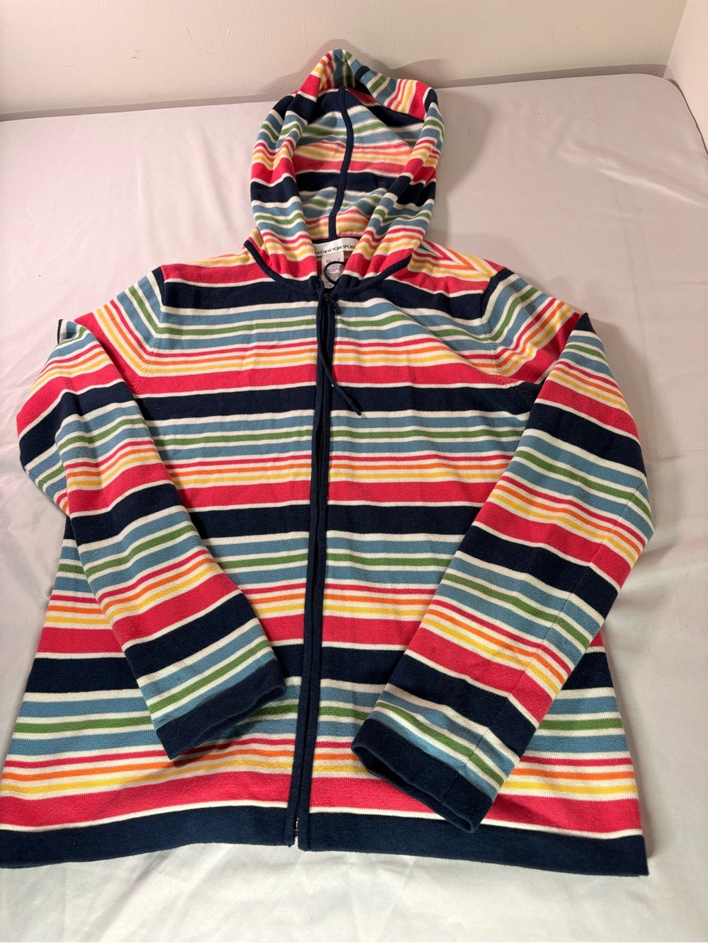 Jones New York Hooded Zip-Up Jacket - Navy, Red, Yellow, Green, Blue